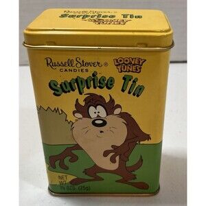 Vintage Russell Stover Surprise Tin Looney Tunes Taz Wile E. Coyote 1997 Cartoon